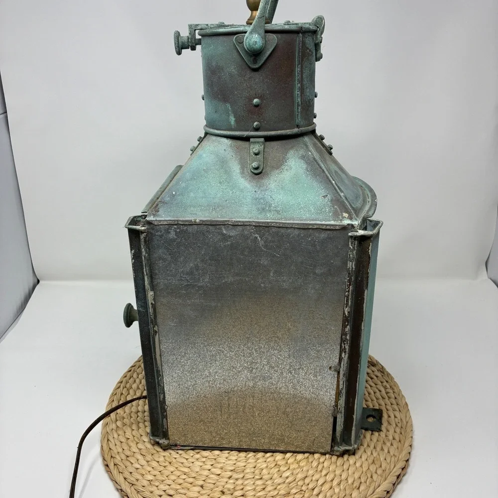 1943 WWII British Navy Ship Lantern Lamp Bow Port Patt 23 Copper Nautical - PAIR